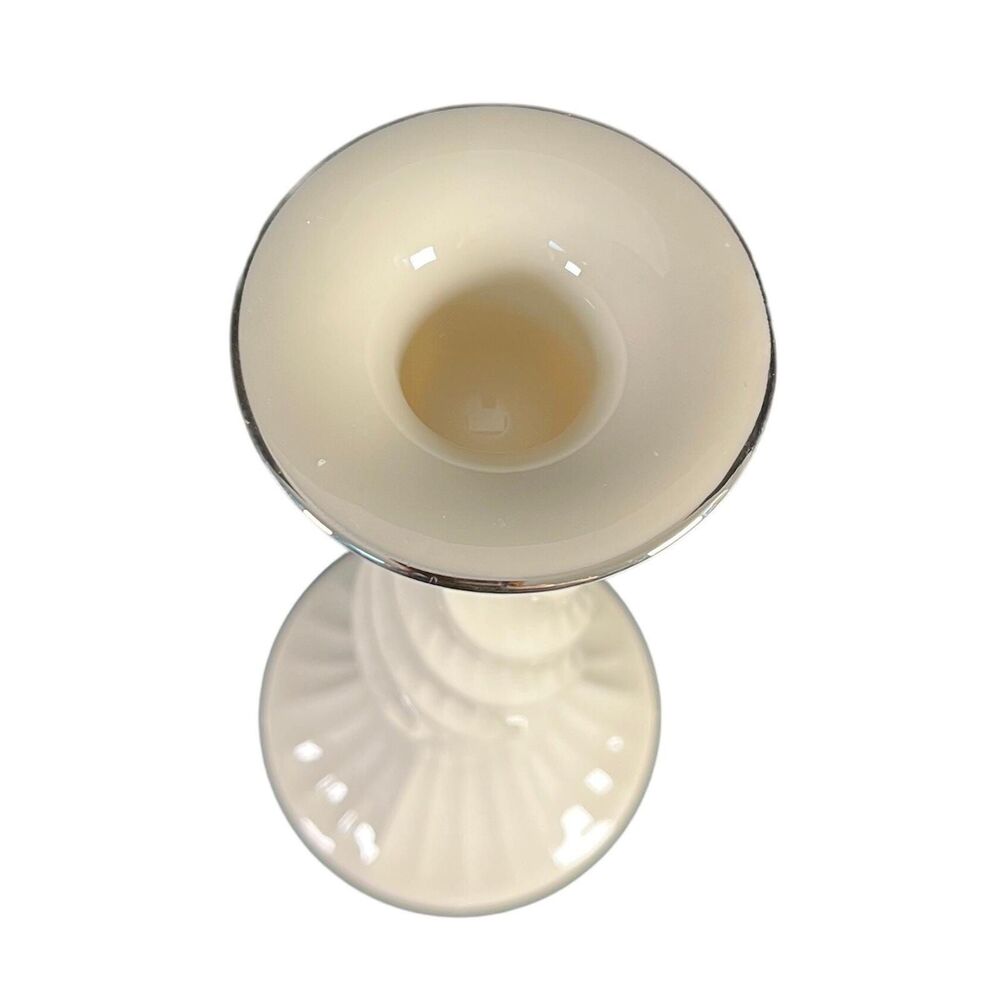 Vintage Lenox Ivory Fine Bone China Candlestick Spiral Swirl Stem Platinum Trim - Picture 3 of 6